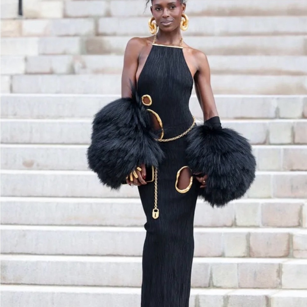 Black Dress Runway accented with Gold Circular Cutouts - Picture 3 of 13